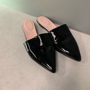 Everlane black patent leather slides